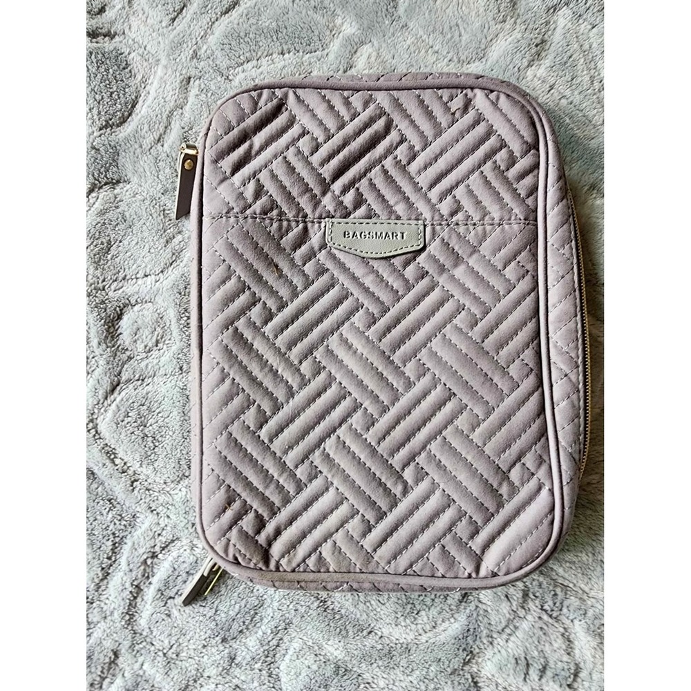 Bagsmart Zippered Mauve Jewelry Travel Case Large Quilted